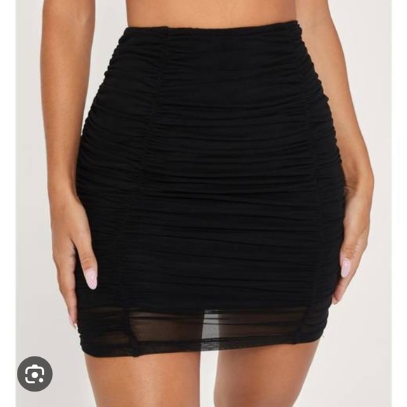 Meshki Mattea Ruched Mesh Mini Skirt in black. Size XXS. Roughly 17”. NWT. - Picture 1 of 5